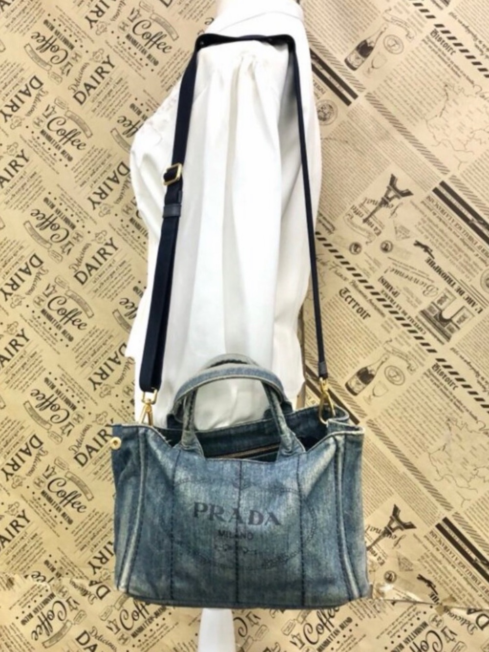 Prada Canapa Tote Vintage Denim Blue - Picture 4 of 15